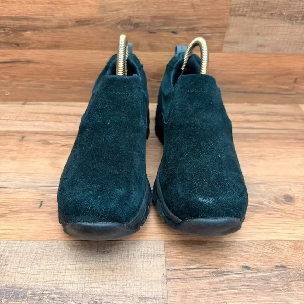 LL Bean Size 8 Women Black Suede Slip On Clog Shoes